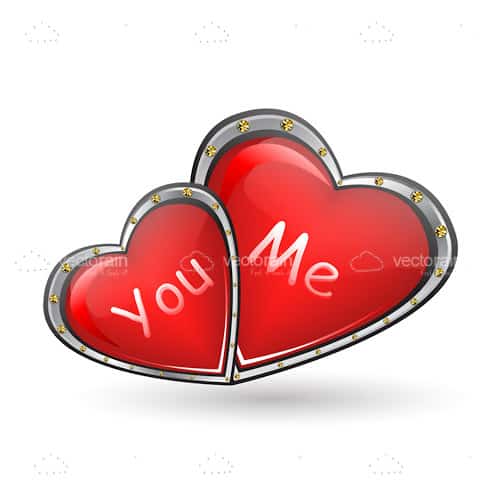 Red Hearts with You and Me Text